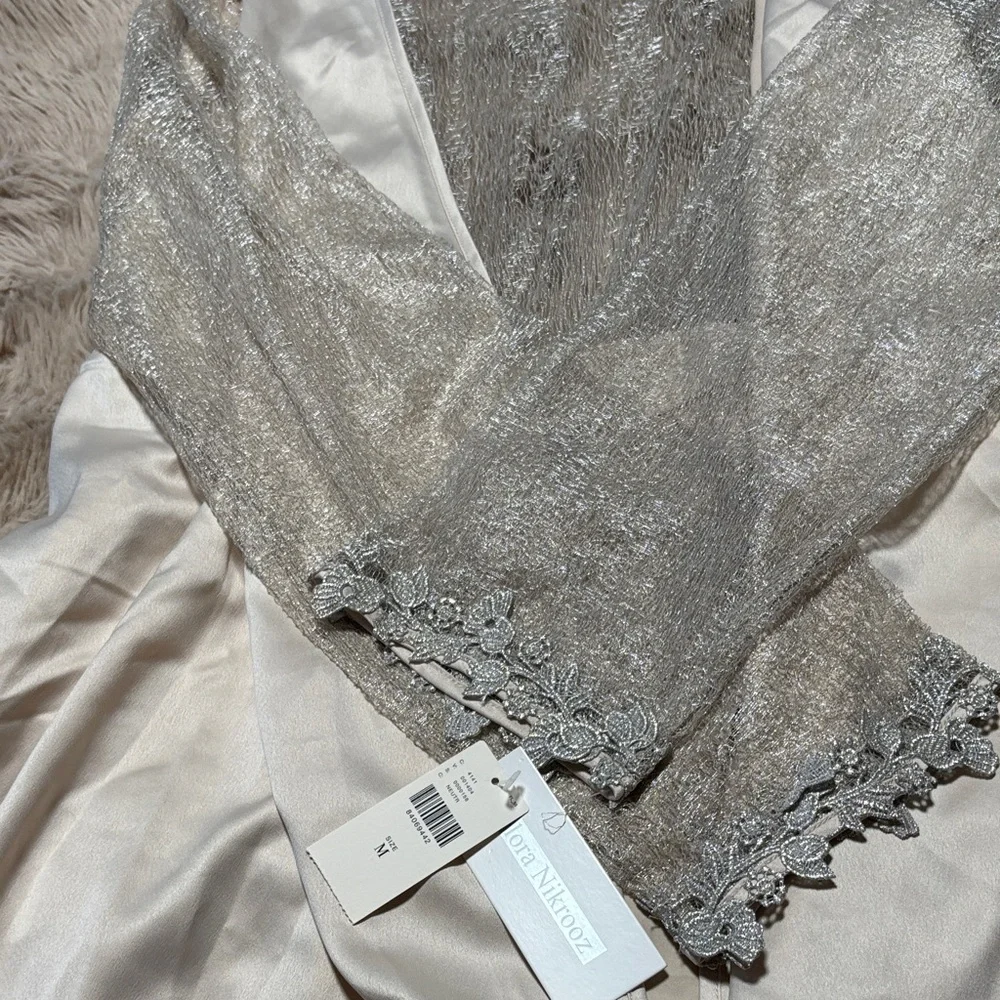 Anthropologie Shimmering Silver Robe - Picture 4 of 8